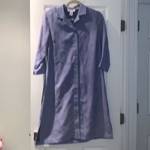 H Look ultra suede button down shirt dress lavender purple size medium